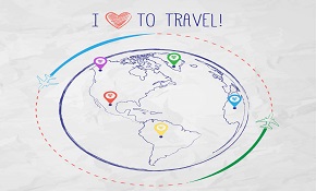 Painted globe travel illustration